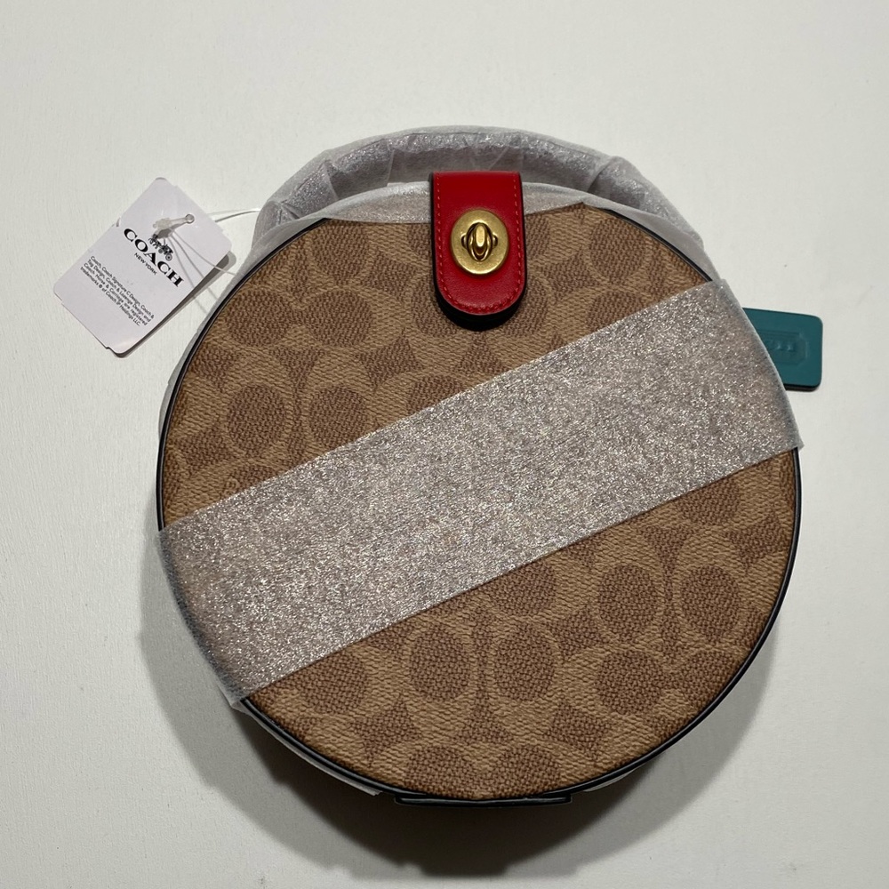 Coach Circle Lunar New Year Circle Bag In Signature Canvas Colorblock Ox Leather - Picture 7 of 12